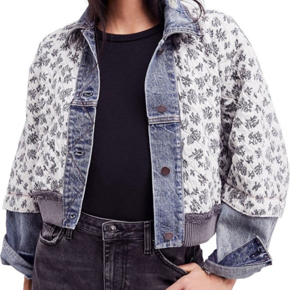 NWT Free People Ditsy Denim Jacket XS/S Rare - Picture 8 of 17